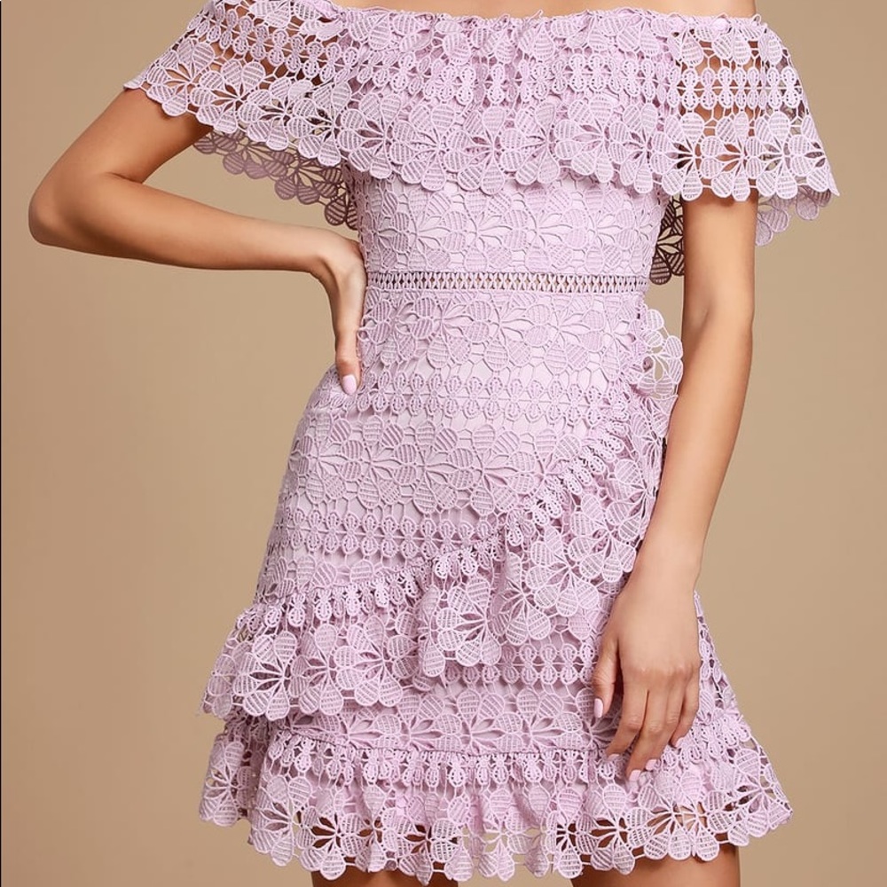 Lavender Lace Off-the-Shoulder/Strapless Dress